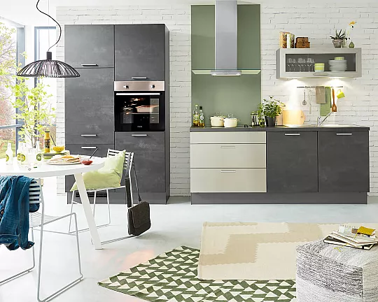 Nobilia - Moderne Küchenzeile Beton (Werbeblock)