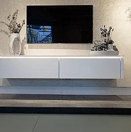 Schickes TV-Sideboard in Glas-Optik Alpinweiß matt