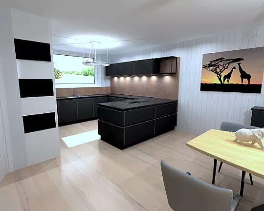 Nolte Flair mit Granitarbeitsplatte 20mm Grifflos - Wohnraumküche mit edel anmutenden Kanten in Edelstahl- oder Messing-Optik Grifflos