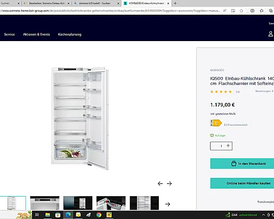 Siemens Einbau Kühlgerät - KI51RADE0