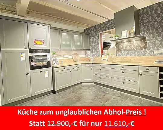 Nolte-Küche mit Miele-Geräten - Sensationspreis für Nolte Windsor Lack Quarzgrau softmatt mit wertigen Miele-Geräten