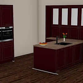 Küchenzeile mit T-Küche N311 Hampton Selection  -Esche burgund-  HK1211
