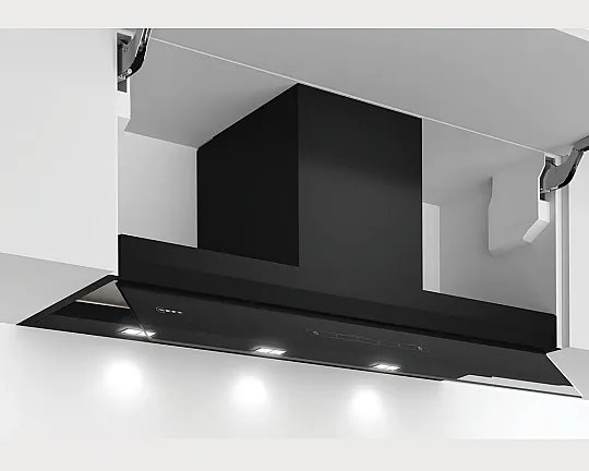 N 70 Integrierte Designhaube 90 cm Klarglas schwarz bedruckt, Schwarz - D95XAM2S0