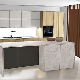 Küchenzeilen mit Insel AV 3050 Granit-beige HK1324