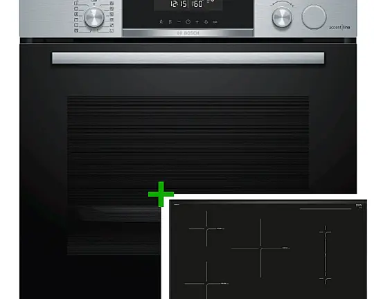 Neuwertiger Backofen-Set mit Dampfunterstützung und 80cm Induktionskochfeld - HBD736AS81