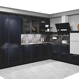L-Küche in schwarz (HK1076)