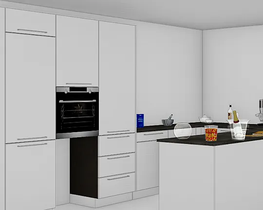 U-Küche (HK1101) - AV6000 kristallweiß Mattlack