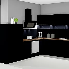 L-Küche in schwarz