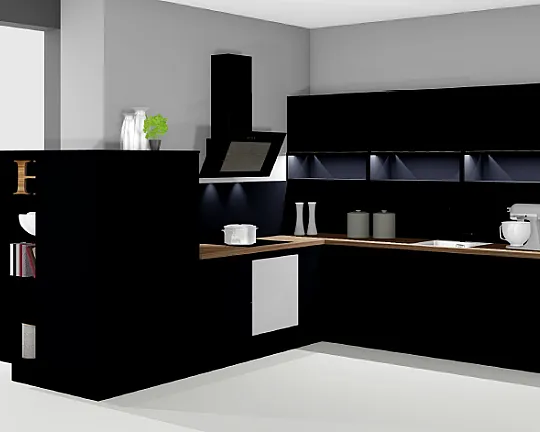 L-Küche in schwarz - AL-06 UNO (HK1126)