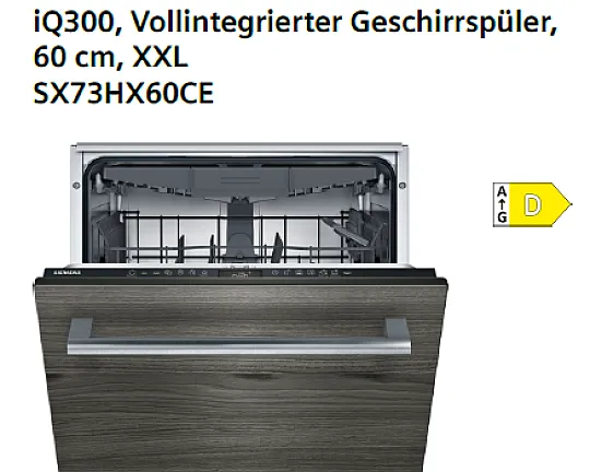 Siemens Einbau Geschirrspüler - Siemens SX73HX60CE, Vollintegrierter Geschirrspüler 60 cm XXL