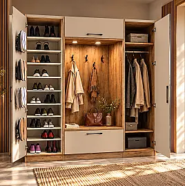 Nolte Garderobe 200 cm Neu&OVP Manhattan Uni Sahara & Vulkaneiche