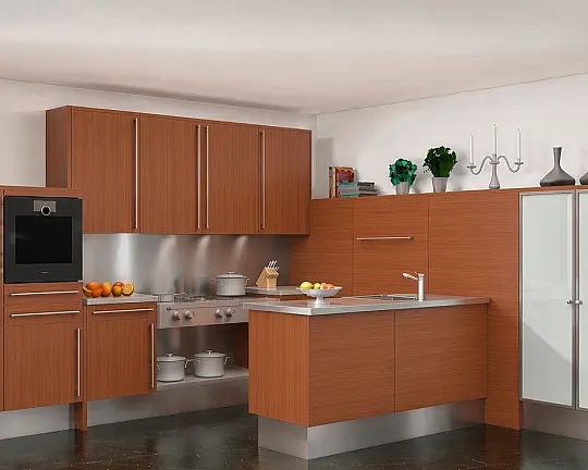 | Luxus-Rarität von SieMatic | Ahorn furniert| mit Halbinsel | Edelstahl-Arbeitsplatte | Gaggenau/Liebherr-Austattung | Premium-Ausstattung | sofort verfügbar | - SE 3003 A Ahorn furniert
