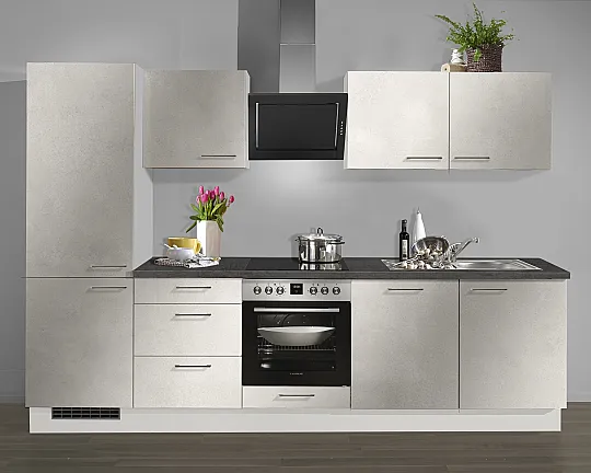 Neue Pino Küche mit Bosch Geräten nur 2 Wochen Lieferzeit Küchenzeile 632 Beton Sand 500 - PN100 NR. 500