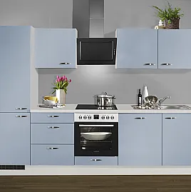 Aktion 2023 Neue Pino Küche nur 2 Wochen Lieferzeit Einbauküche Pastellblau 632 mit Geräten