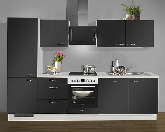Neue Pino Küche mit Geräten nur 2 Wochen Lieferzeit Küchenzeile 632 Schwarz supermatt 689 - PN210 Nr.689