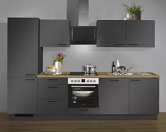 Neue Pino Küche mit Bosch  Geräten nur 2 Wochen Lieferzeit Küchenzeile 632 Grafit 874 - PN80 NR.874