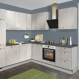 Neue Pino Küche mit Bosch Geräten nur 2 Wochen Lieferzeit Einbauküche 692 Beton Weißgrau 665