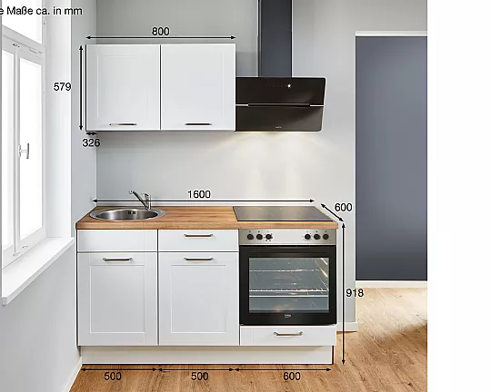 Neue Pino Küche nur 2 Wochen Lieferzeit Küchenzeile 993 PN435 Weiß matt - PN435 Nr.670