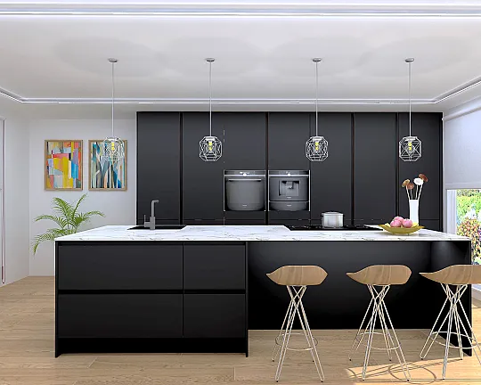 Design - Küche in Schwarz Matt - 2515 ZEROX - XT