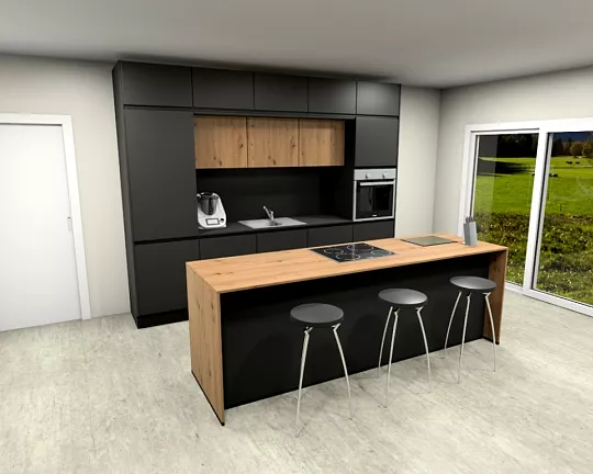 Moderne, grifflose Küche in verschiedenen Farbkombinationen inklusive Elektrogeräte und Zubehör - Nova/Bari