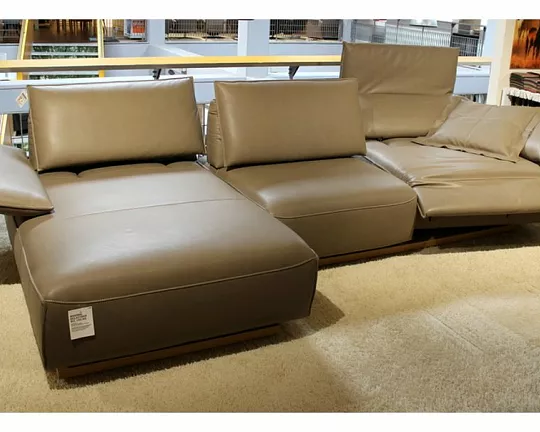 Musterring Leder Sofa Farbe Grau-Braun mit Relaxfunktion - 466 Polstergarnitur