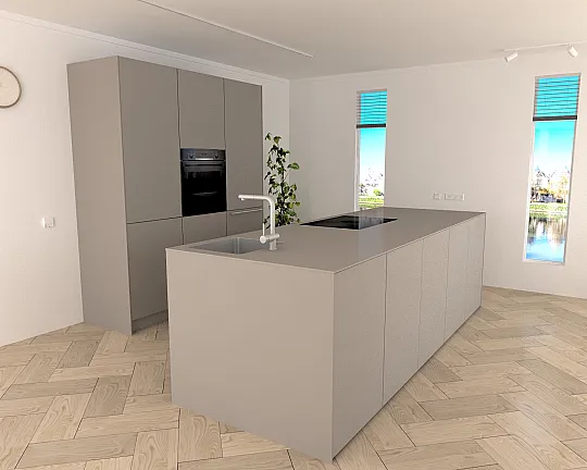 bulthaup Kleine Küche mit Insel - b3 Laminat/ Kunststoffkante