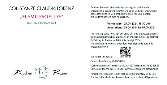 Ausstellungseröffnung "Flamingoflug" von Constanze Claudia Lorenz im KüchenRaum Potsdam 1