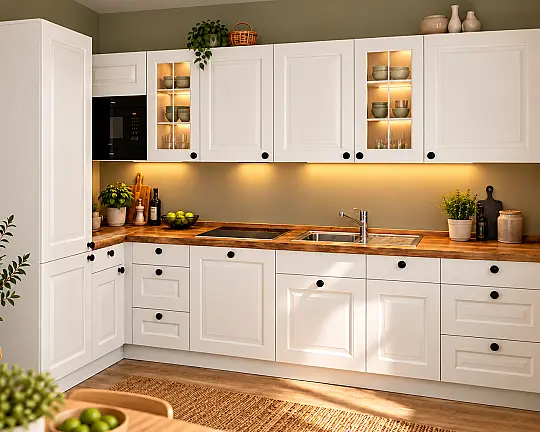 Küche von Nolte - Neu&OVP! Landhaus weiss! L-Küche 165 x 335 cm - P15 PORTO 811 Weiß softmatt