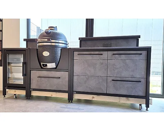Burnout Outdoorkitchen Smoke blackline - Outdoorküche Smoke blackline mit Dekton Arbeitsplatte Dark Grey