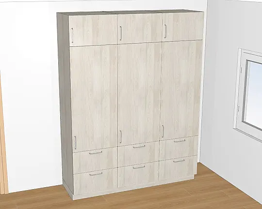 Hochschrank-Block 180 x 236 cm - Modell Cora - Shell Oak