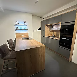 Moderne Schiefer Hochglanz/Eiche Sierra Küche