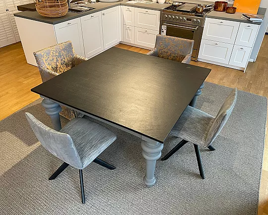 Quadratischer Esstisch mit Schieferplatte und Holzgestell - Gray 140x140cm