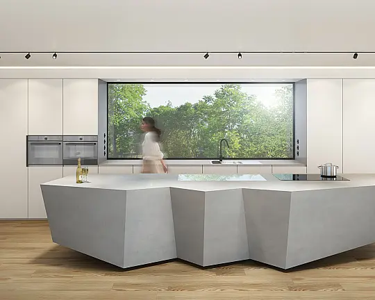 Kücheninsel Luxus Beton walter wendel Unikat freistehend grifflos - w4 Betonküche, polygonal gefaltet, freistehende Insel, Unikat