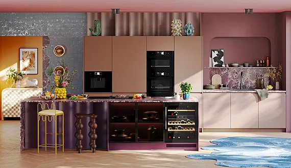 Farbige Küche: Bunte Einbauküche mit farbenfrohen Küchenfronten
